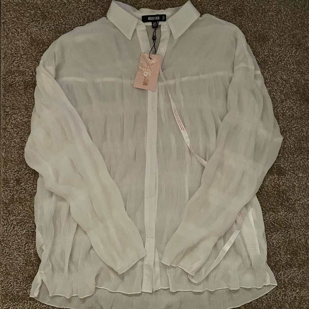 Missguided Sheer Button-down Top